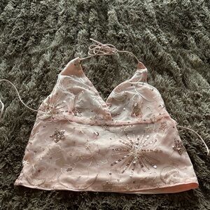 Embellished Pink Halter Top